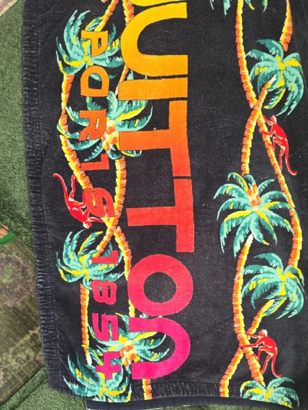 Louis Vuitton Navy Beach Towel with Multicolor Tropical Palm Motif